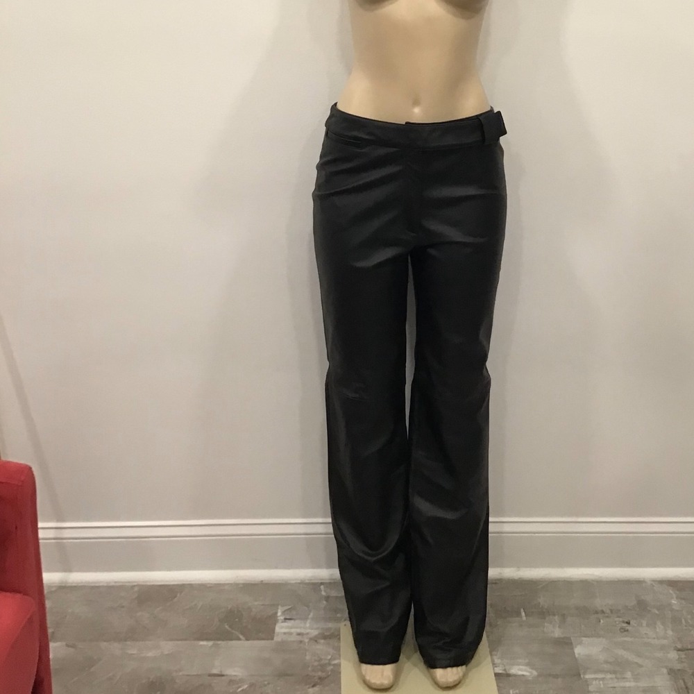Boutique Europa Leather Pants Women 8 Tall Black Good Straight Leg Moto Seam